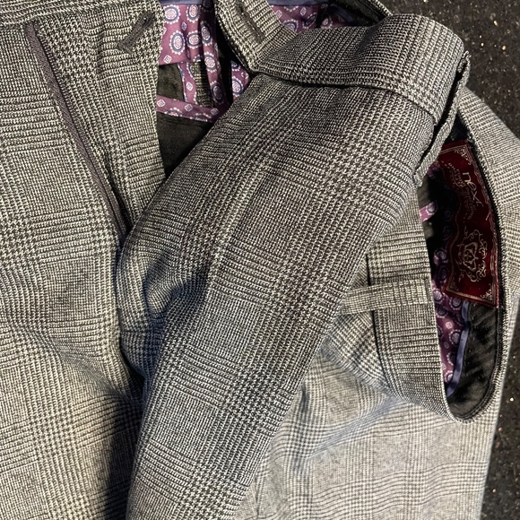 Next Mens 34R Formal Suit Dress Pants / Trousers Check Tapered Grey - Like New! - Picture 5 of 13